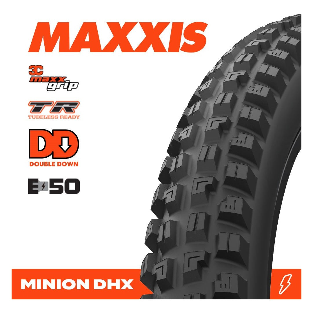 Maxxis Minion DHX 29 x 2.50" 3C MaxxGrip DD TR Folding 120x2TPI E-50 Tyre