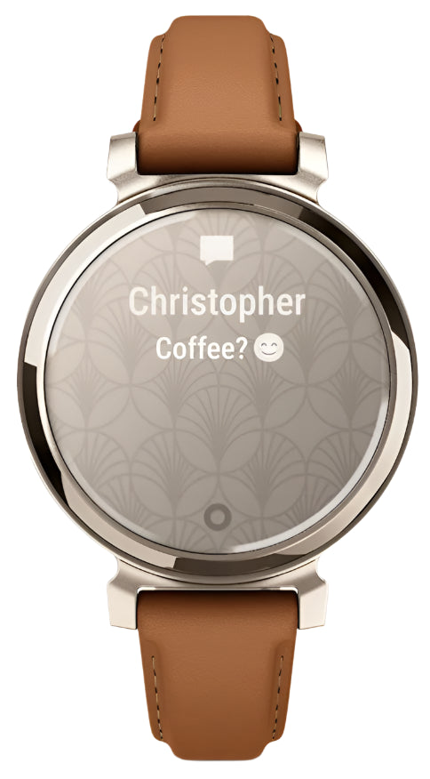 Garmin Lily 2 Classic, Cream Gold with Tan Leather Band