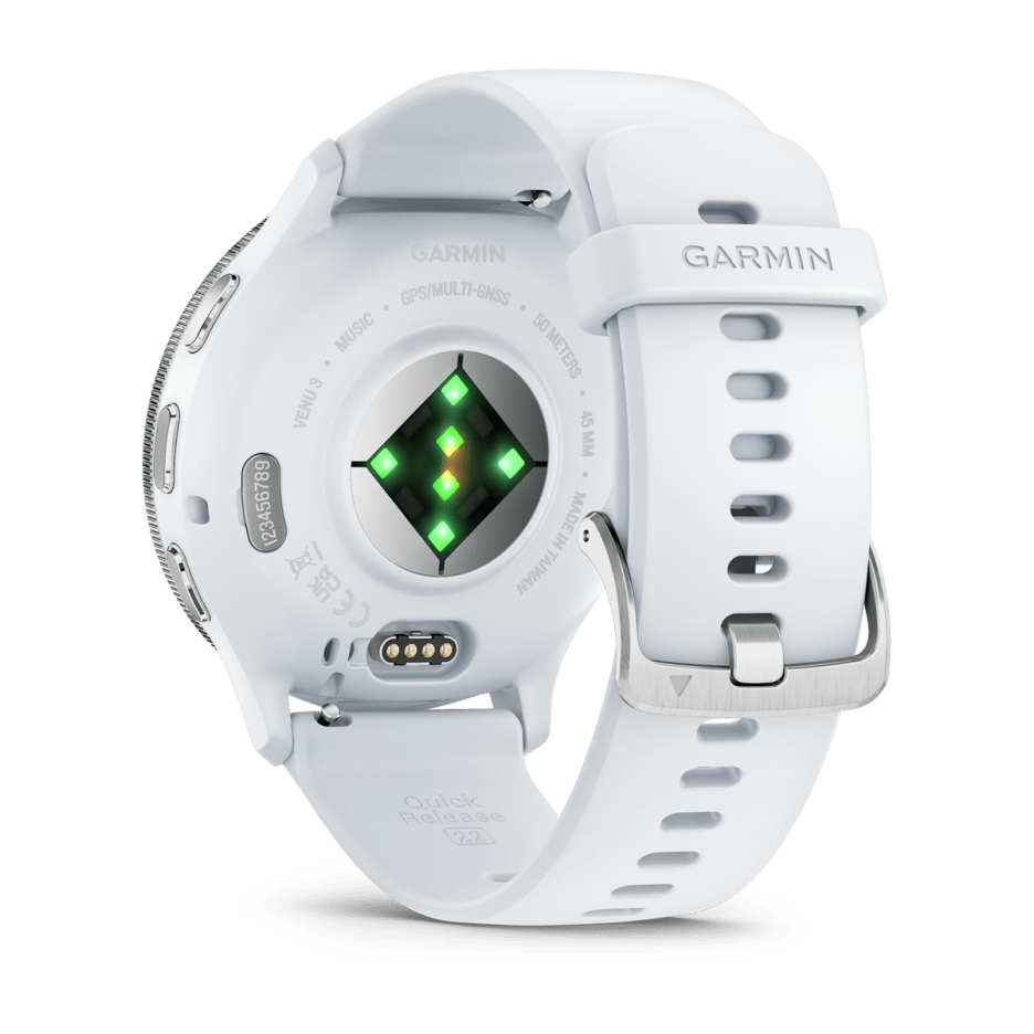 Garmin Venu 3 Silver Stainless Steel Bezel with Whitestone Case