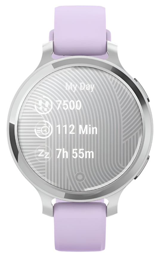 Garmin Lily 2 Active, Silver with Purple Jasmine Silicone Band