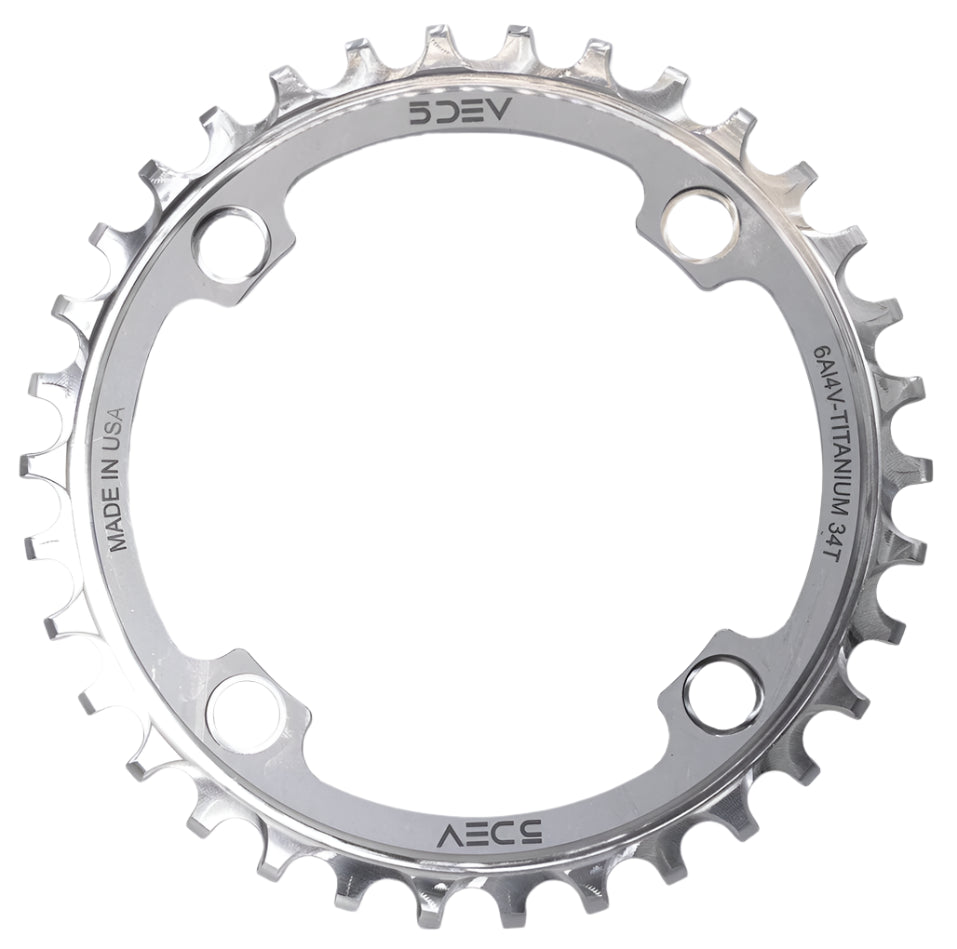 5DEV Titanium 104bcd Chainring Raw