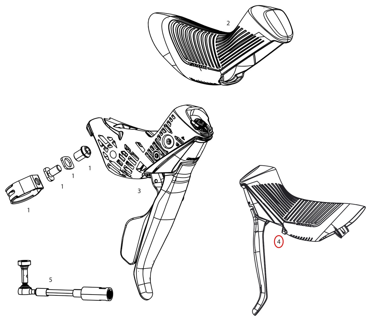 SRAM Apex Disc Brake Lever Exchange Kit Left with Hood