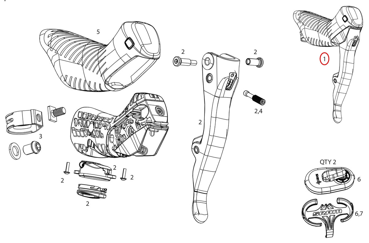 SRAM Force E1 AXS Shift-Brake Lever Exchange Kit Right with Hood