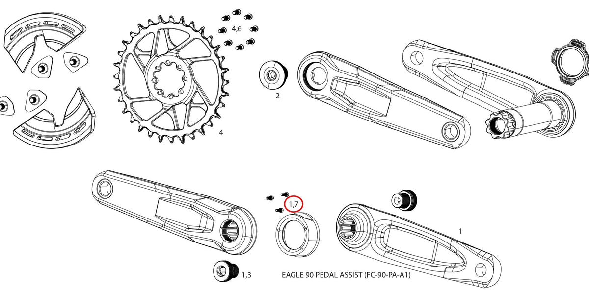 SRAM Pedal Assist Bosch BDU38 Crank Cap Aluminium and Carbon
