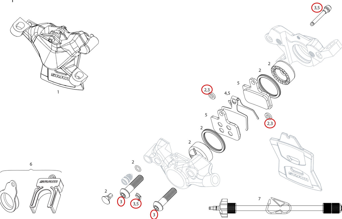 SRAM Replacement Caliper Hardware Kit Level TLM, Ultimate and Silver B1