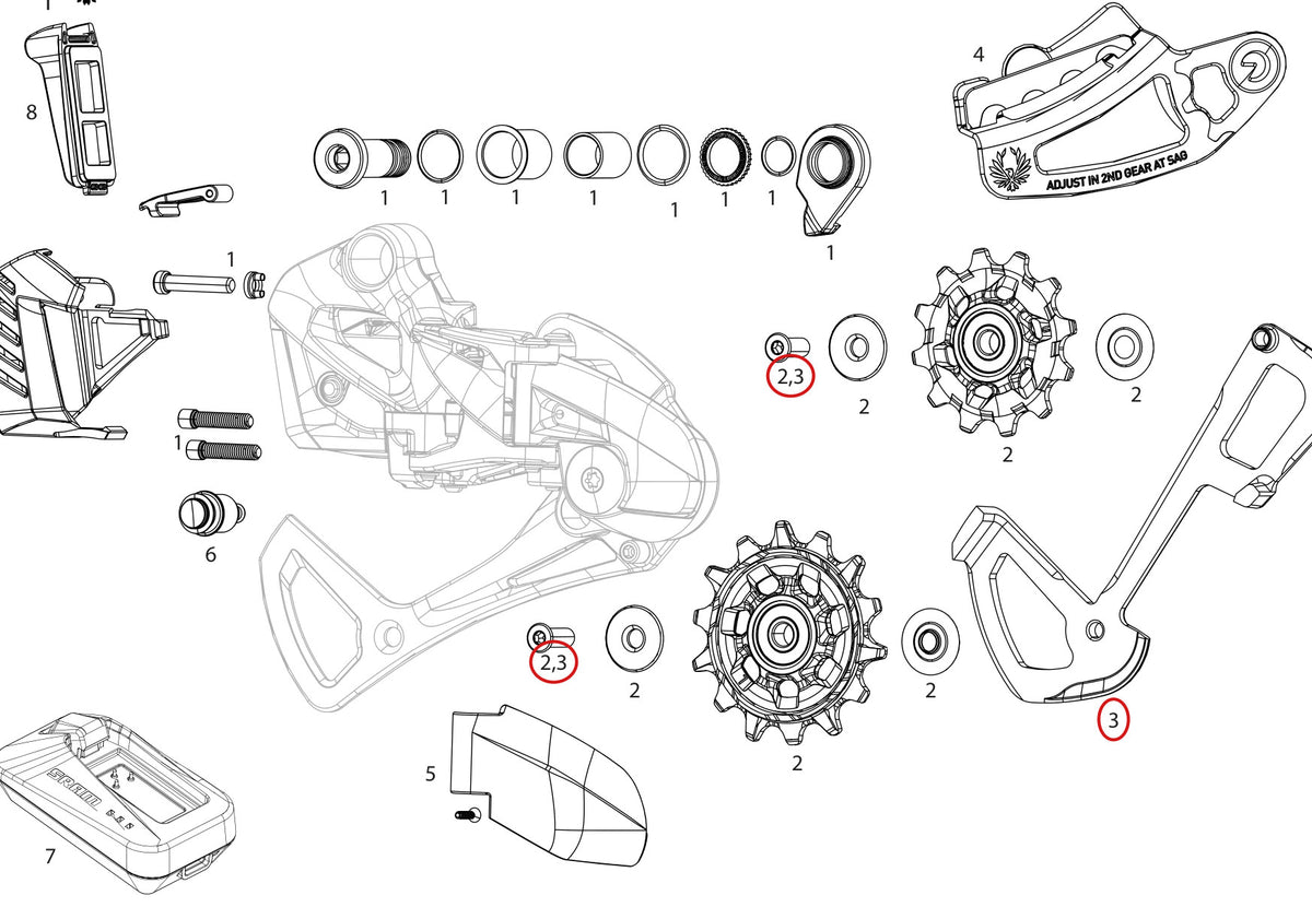 SRAM Replacement Rear Derailleur Aluminium 7075 Inner Cage Kit Eagle Drivetrain