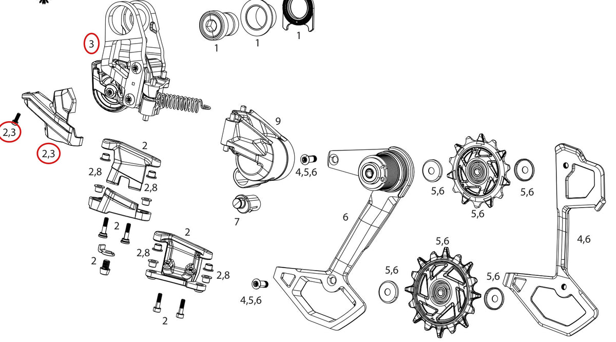 SRAM Replacement Rear Derailleur B-Knuckle Kit Eagle 90 T-Type