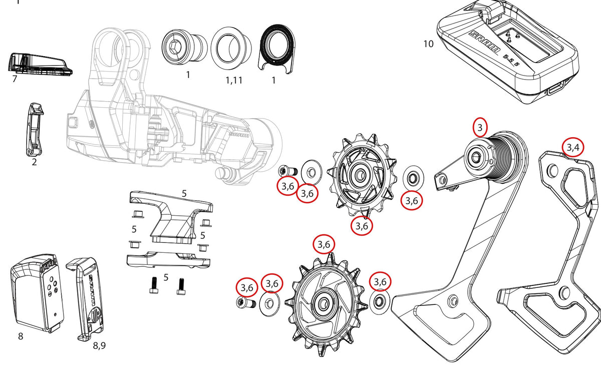 SRAM Replacement Rear Derailleur Cage Assembly Kit Rival XPLR AXS E1
