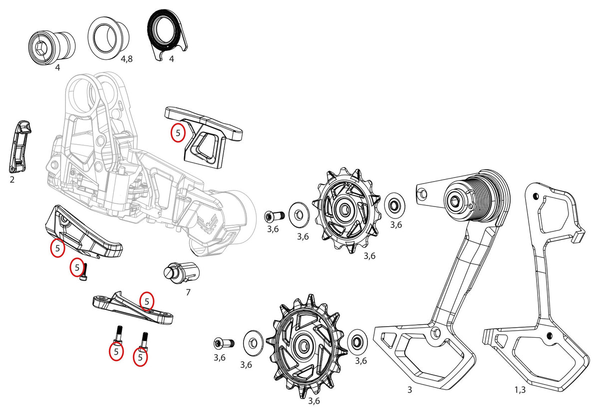SRAM Replacement Rear Derailleur Cover and Skid Kit GX T-Type Eagle AXS