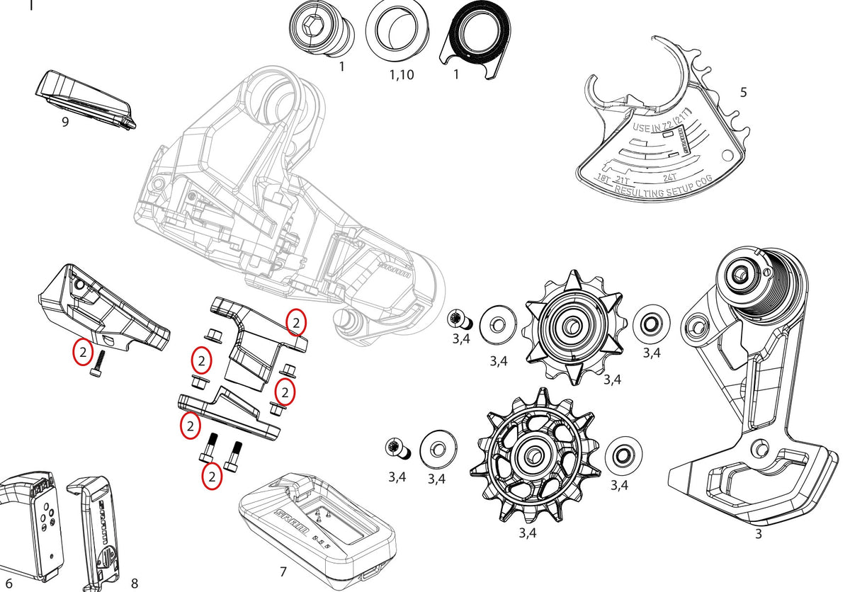 SRAM Replacement Rear Derailleur Cover and Skid Kit XX DH T-Type AXS