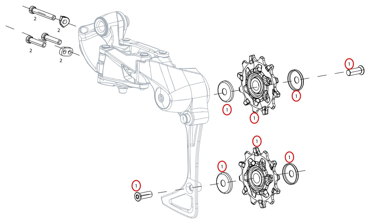 SRAM Replacement Rear Derailleur Pulley Kit Apex 1 and NX 11-Speed