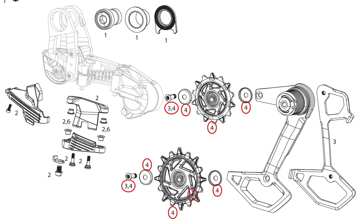 SRAM Replacement Rear Derailleur Pulley Kit Eagle 90 and 70 T-Type
