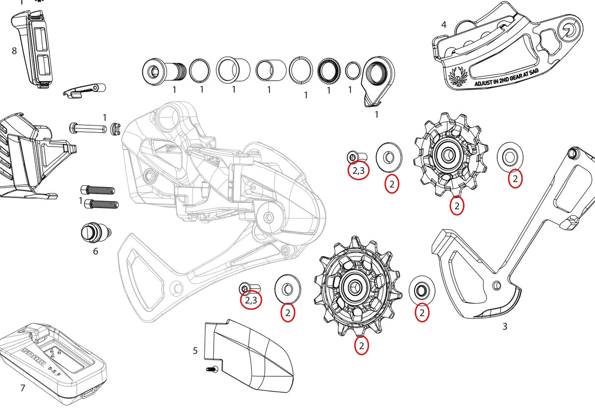SRAM Replacement Rear Derailleur Pulley Kit GX Eagle AXS