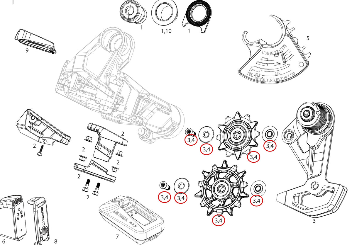 SRAM Replacement Rear Derailleur Pulley Kit XX DH T-Type