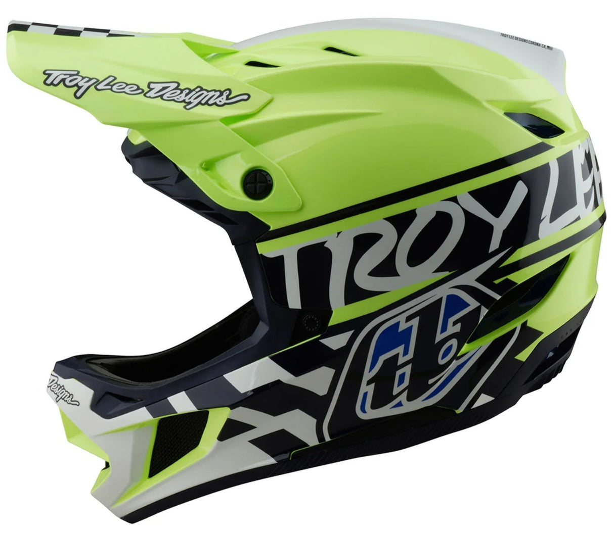 Troy Lee Designs D4 AS POLYACRYLITE HELMET FIFTY-50 NAVY / GLO YELLOW