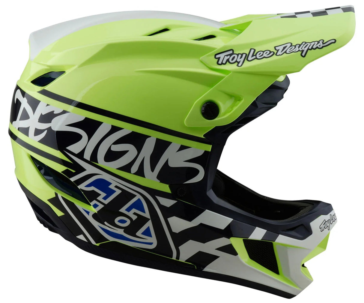 Troy Lee Designs D4 AS POLYACRYLITE HELMET FIFTY-50 NAVY / GLO YELLOW