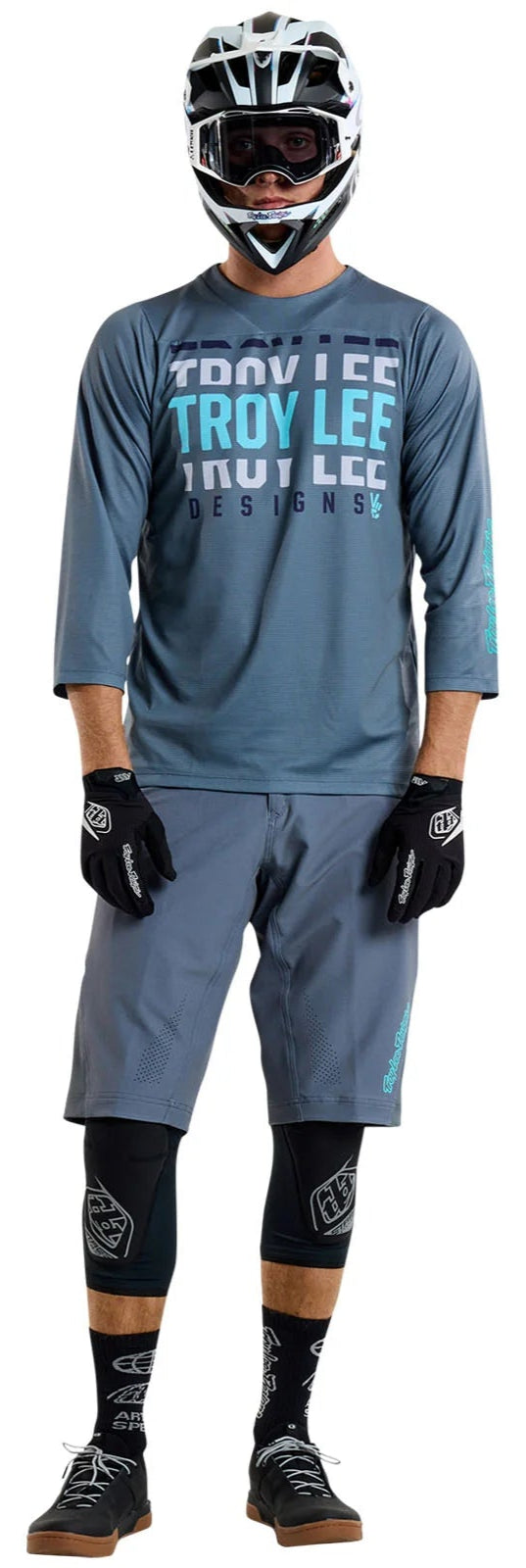 Troy Lee Designs RUCKUS 3/4 JERSEY SPUN STEEL BLUE FRONT FACING MODEL