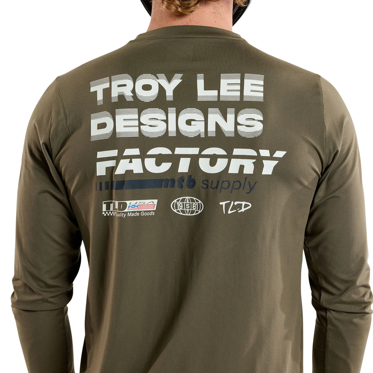 Troy Lee Designs RUCKUS LONG SLEEVE RIDE TEE FACTORY CAPER BACK FACING MODEL
