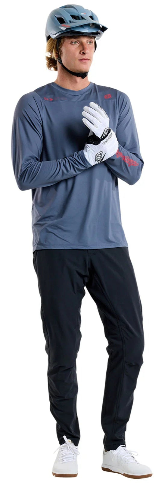 Troy Lee Designs SKYLINE LS JERSEY MONO STEEL BLUE FRONT FACING MODEL