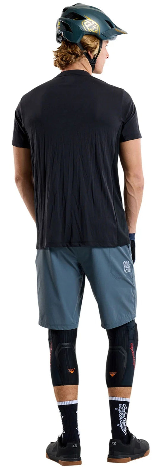 Troy Lee Designs SKYLINE TRAIL SHORT SHELL MONO STEEL BLUE BACK FACING MODEL