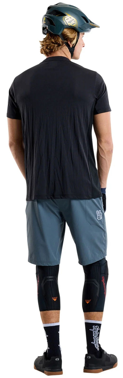 Troy Lee Designs SKYLINE TRAIL SHORT W/ Liner MONO STEEL BLUE BACK FACING MODEL