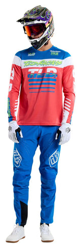 Troy Lee Designs SPRINT PANT MONO BRIGHT BLUE FRONT FACING MODEL
