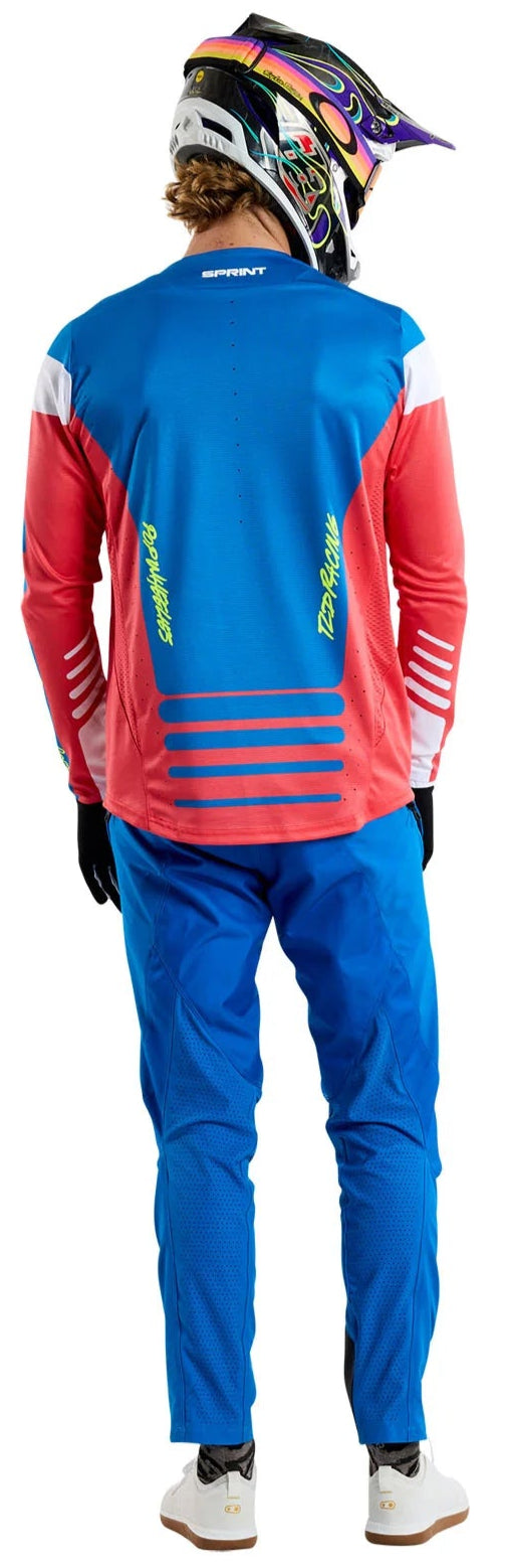 Troy Lee Designs SPRINT PANT MONO BRIGHT BLUE BCAK FACING MODEL