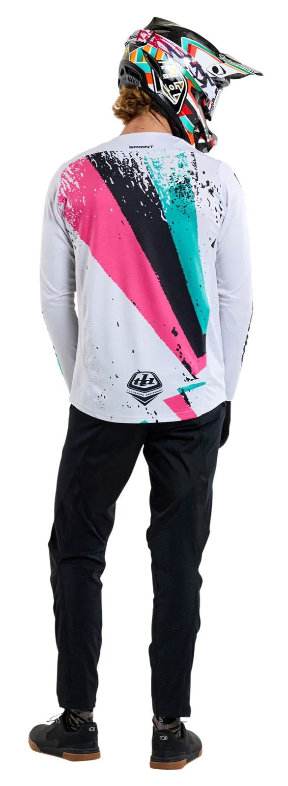 Troy Lee Designs SPRINT JERSEY FULL PULL CHALK BACK FACING MODEL