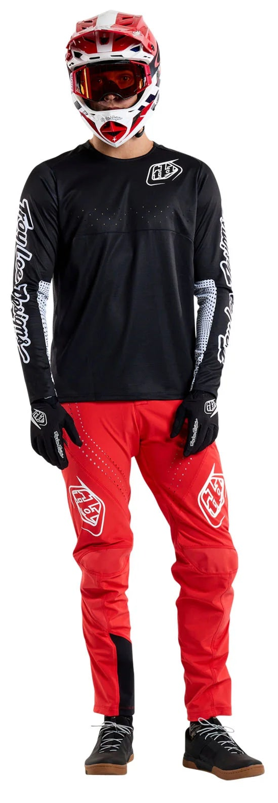 Troy Lee Designs SPRINT PANT MONO FIERY RED FRONT FACING MODEL