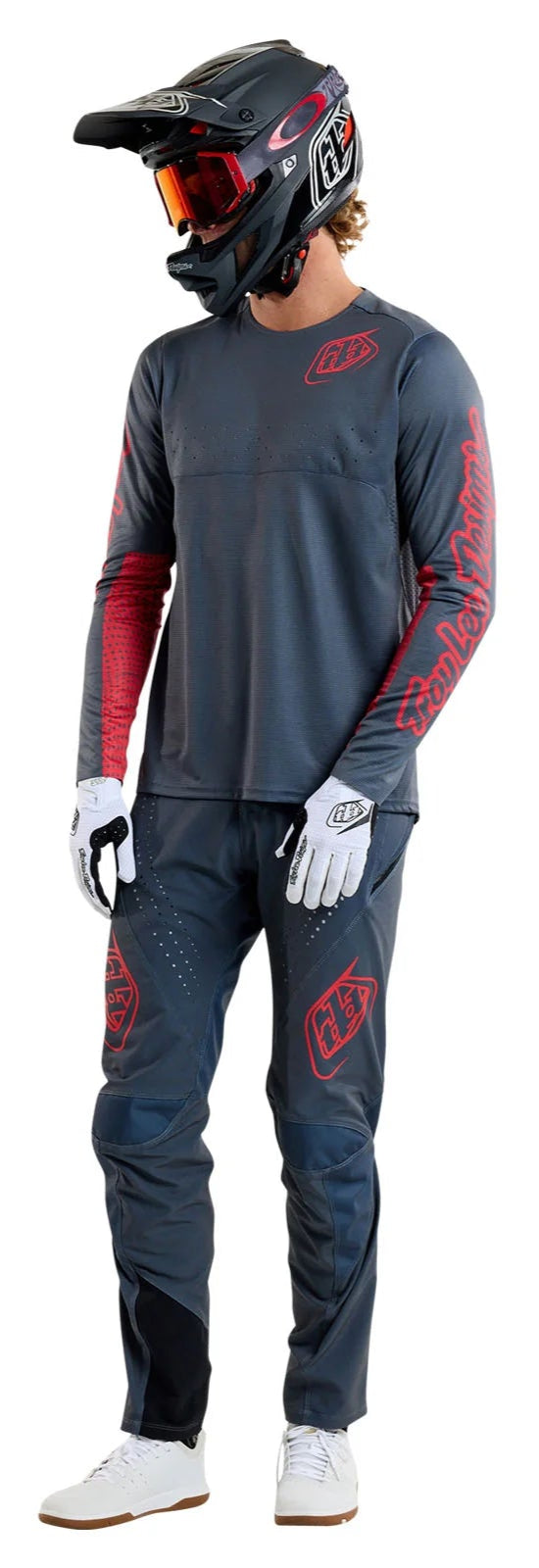 Troy Lee Designs SPRINT JERSEY MONO STEEL BLUE SIDE FRONT FACING MODEL