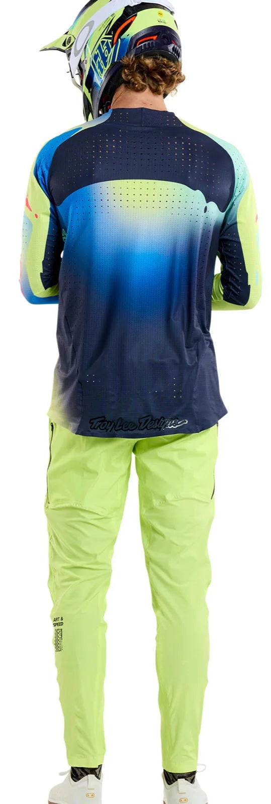 Troy Lee Designs SPRINT ULTRA PANT MONO GLO YELLOW BACK FACING MODEL