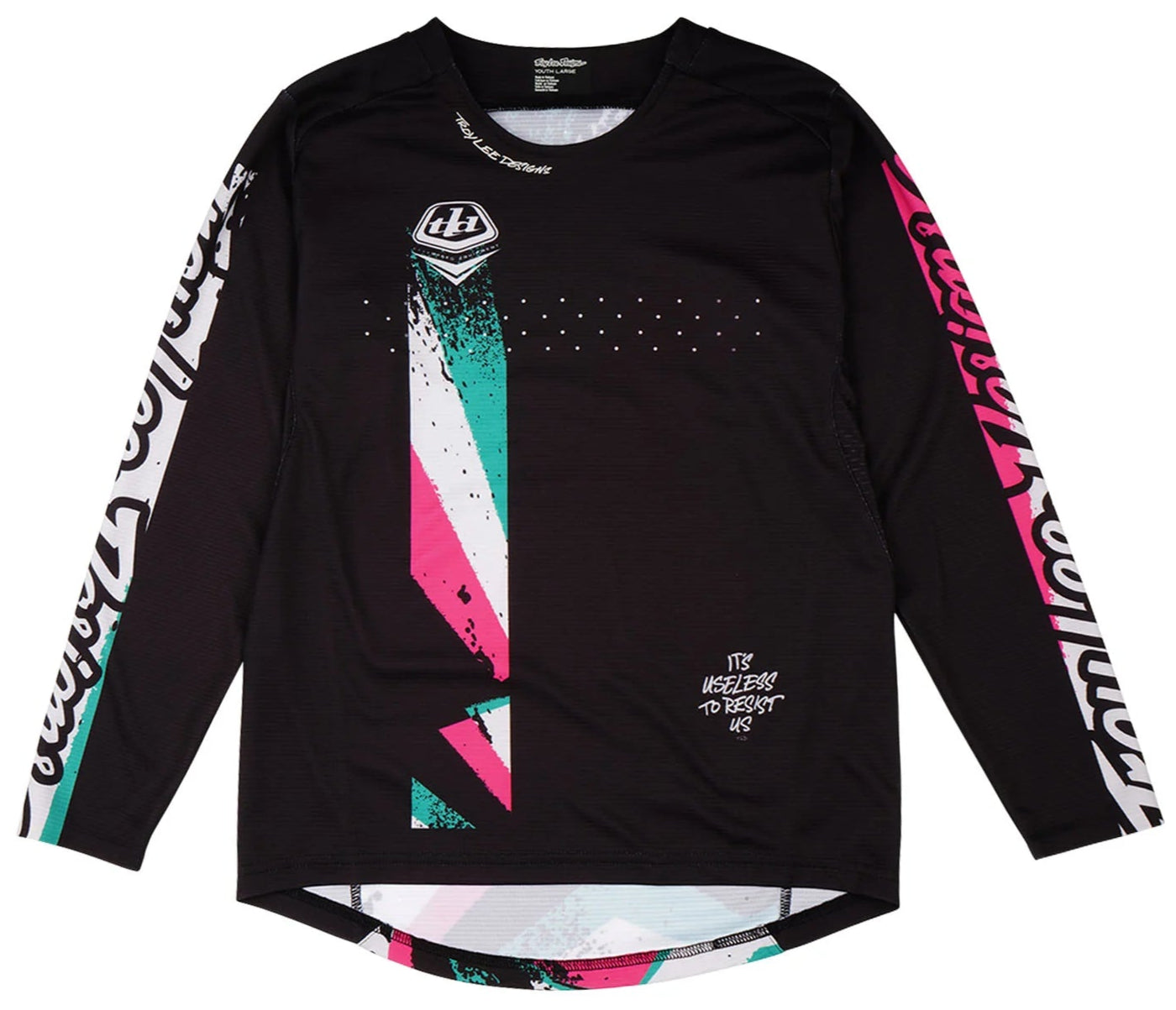 Troy Lee Designs YOUTH SPRINT JERSEY FULL PULL BLACK FRONT