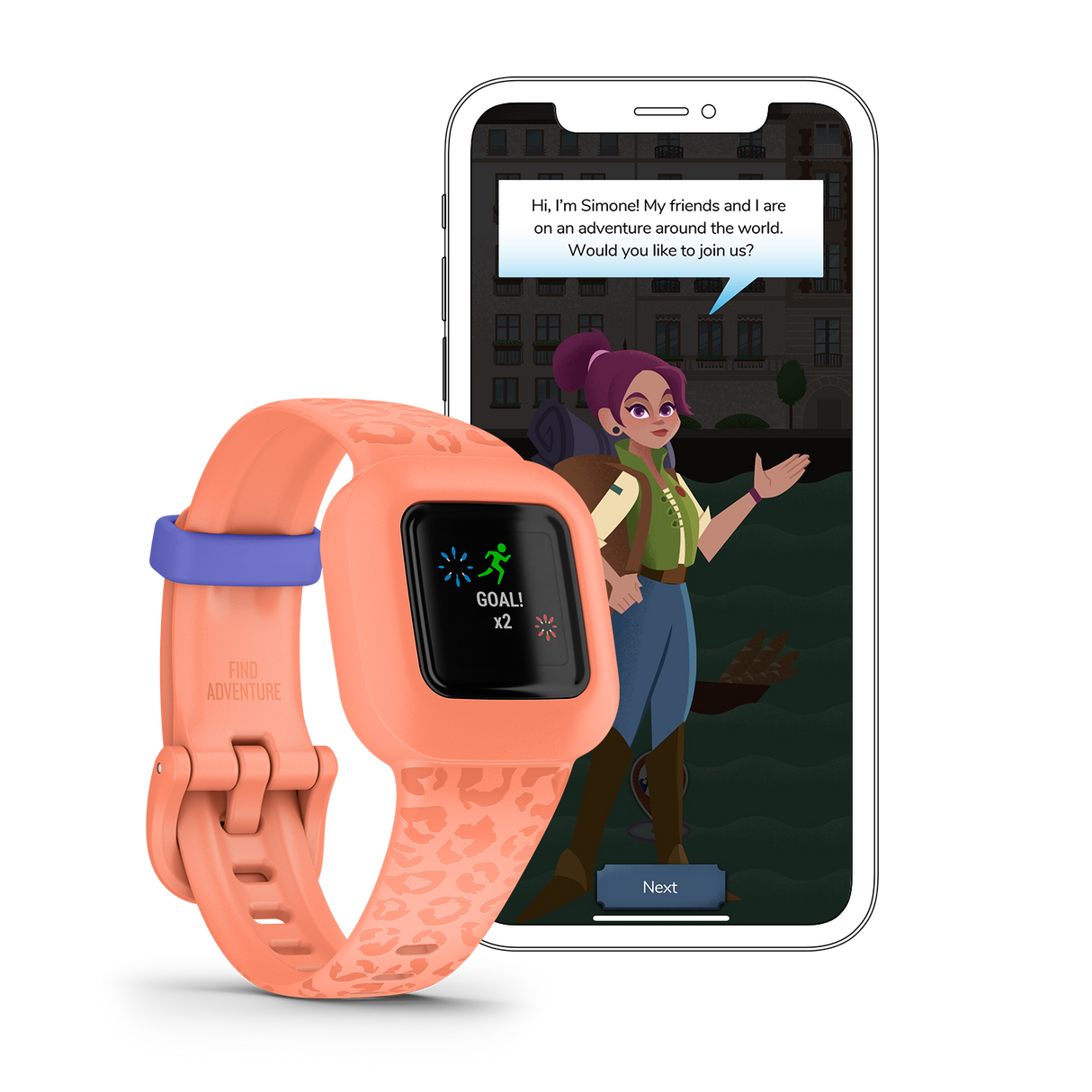 Garmin vivofit jr. 3 Fitness Watch Peach Leopard