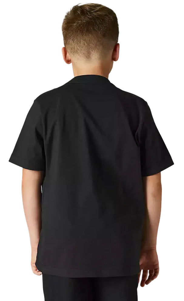 Fox YOUTH LEGACY Short Sleeve TEE Black BACK FACING MODEL