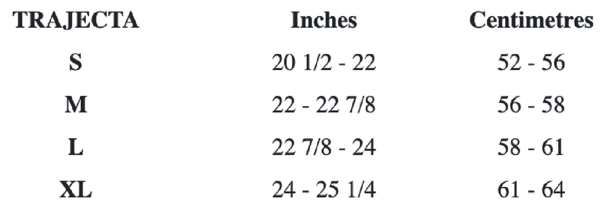 100 Percent Trajecta Helmet w/ Fidlock size chart