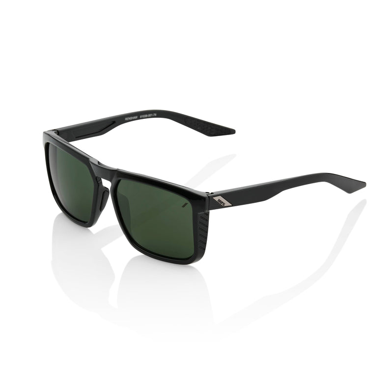 100 Percent Renshaw Sunglasses Gloss Black/Grey Green Lens