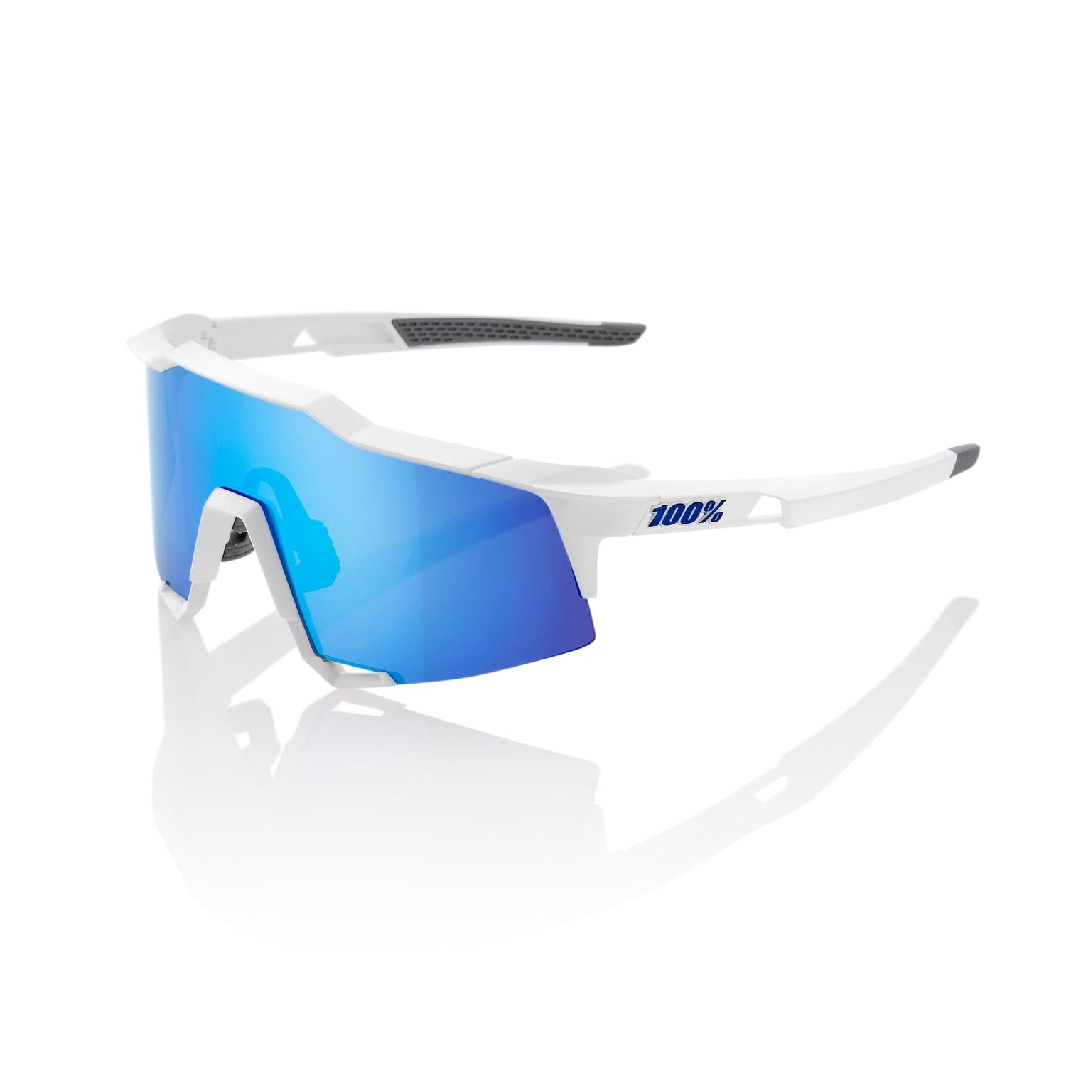 100 Percent Speedcraft Sunglasses Matte White/HiPER Blue Lens