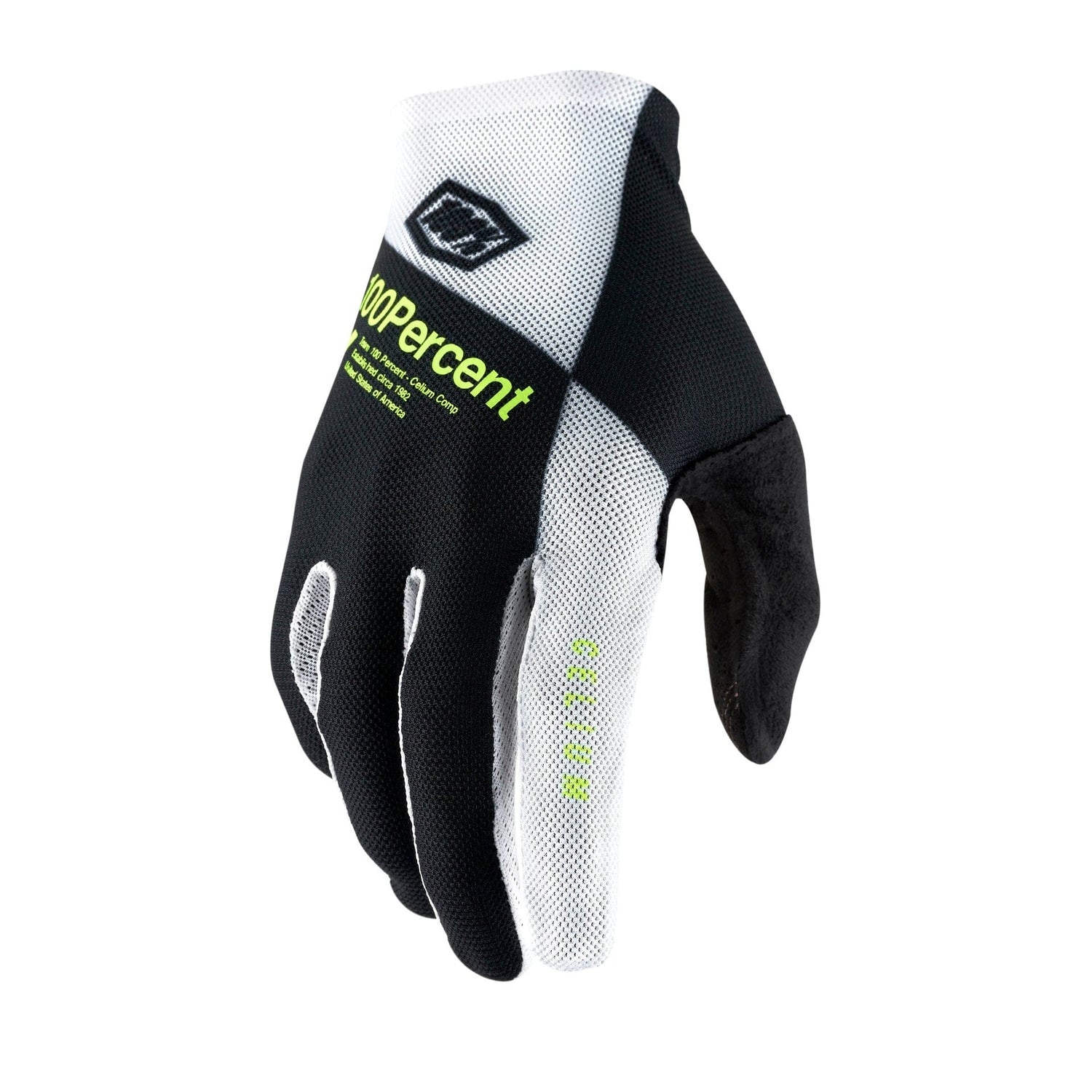 100 Percent CELIUM Gloves Black/White/Fluo Yellow