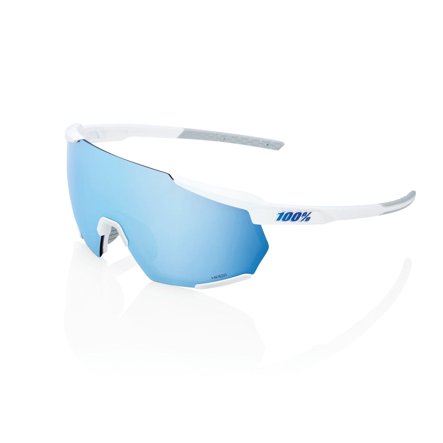 100 Percent Racetrap 3.0 Sunglasses Matte White/HiPER Blue Lens
