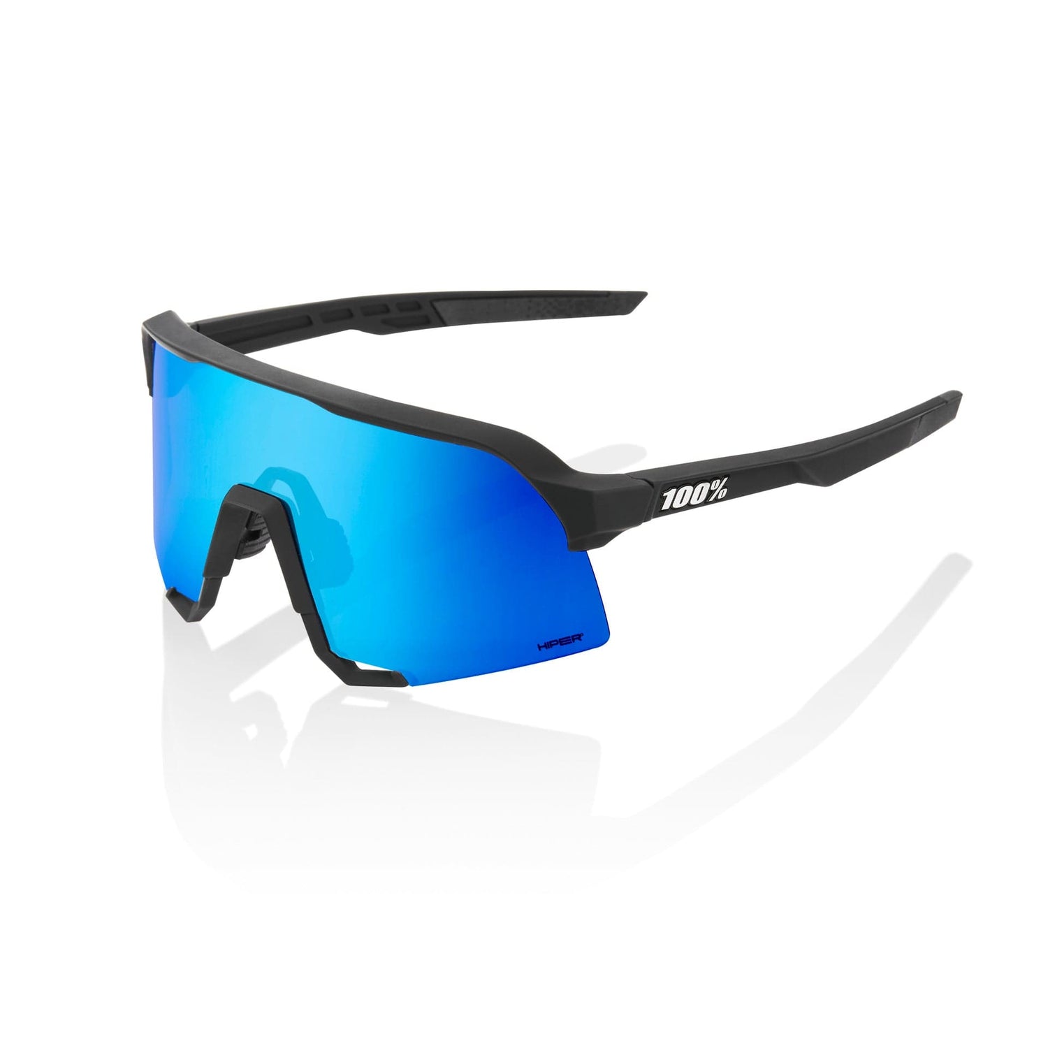 100 Percent Eyewear S3 - Matte Black - HiPER Blue  Mirror