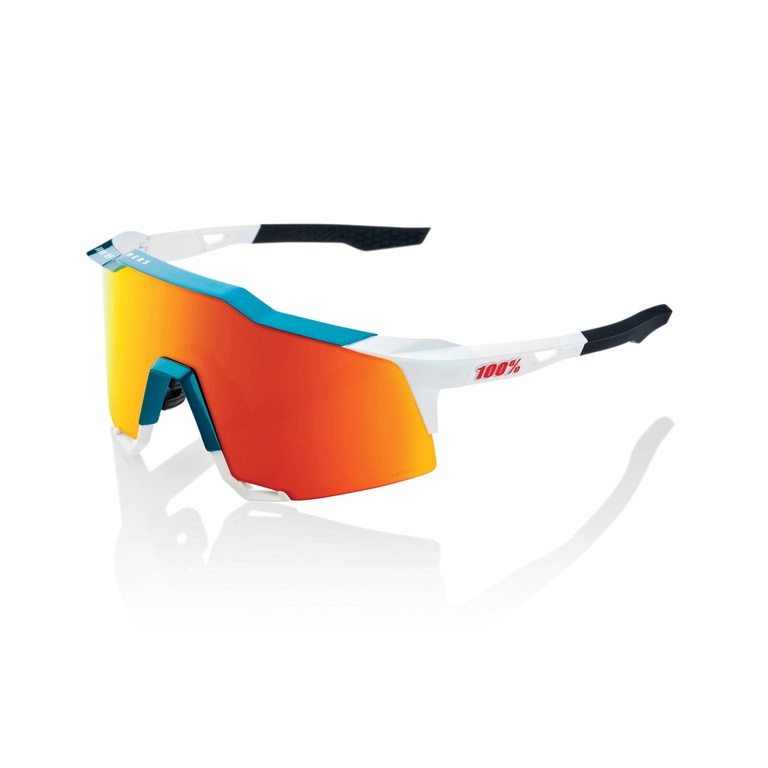 100 Percent Speedcraft Sunglasses Gloss Metallic Bora/White/HiPER Red Mirror Lens