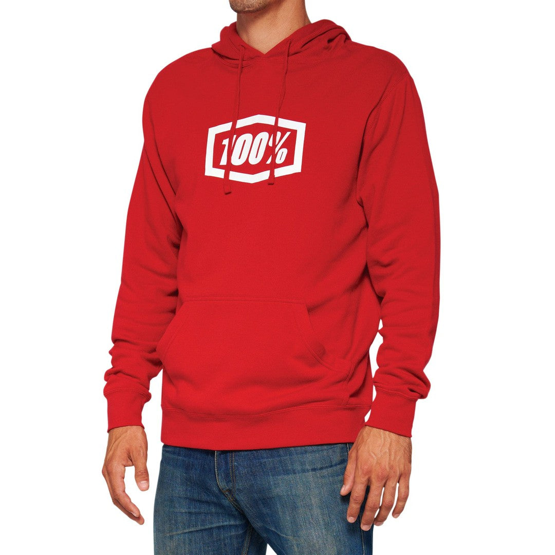 100 Percent ICON Pullover Hoodie Fleece Red