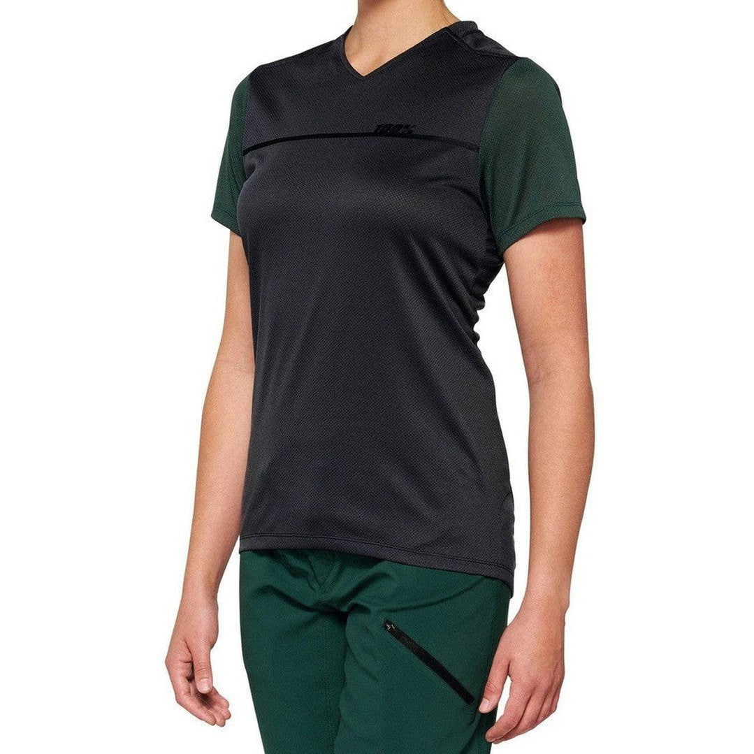 100 Percent RIDECAMP Womens Jersey Charcoal/Forest Green