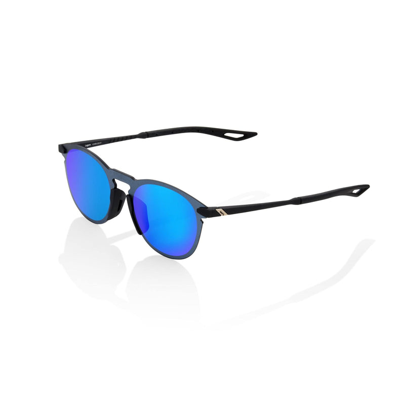 100 Percent Eyewear LEGERE ROUND - Soft Tact Black - Blue  Mirror