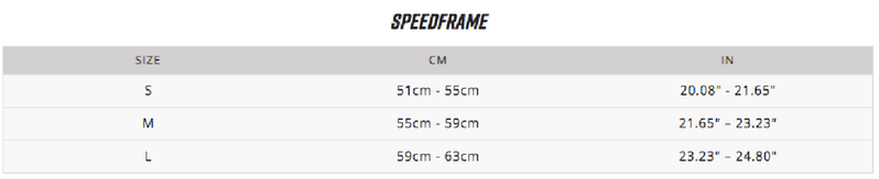 FOX Speedframe Pro MIPS AS Helmet Size Chart