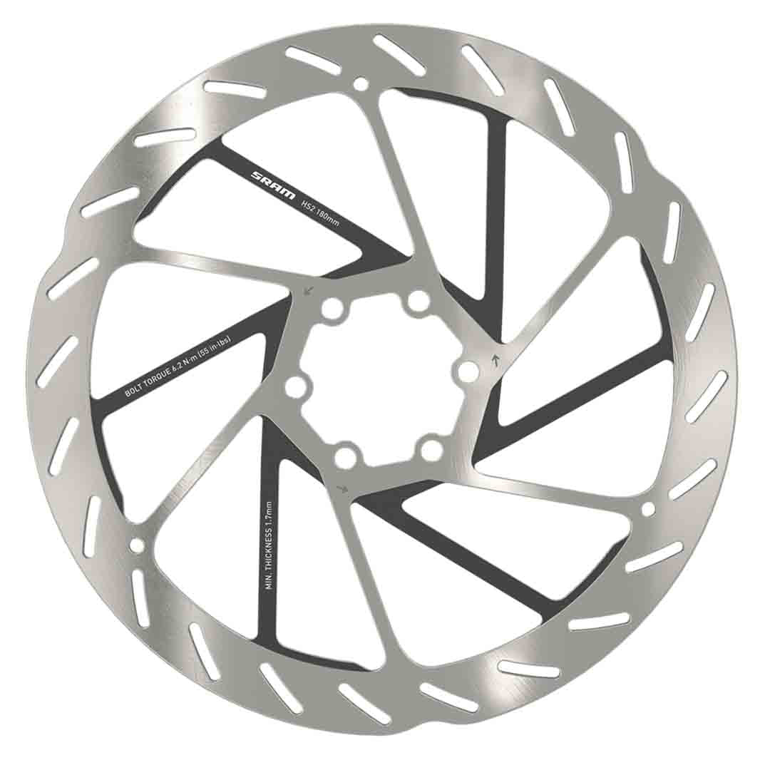 SRAM Rotor HS2 180mm 6-bolt (includes Steel rotor bolts) Rounded