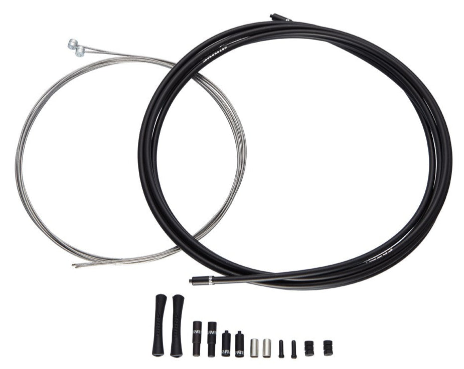 SRAM SlickWire Road Brake CABle Kit White 5mm (1x 850mm, 1x 1750mm 1.5mm coated cables, 5mm Kevlar® reinforced compression-free housing, ferrules, end caps, frame protectors)