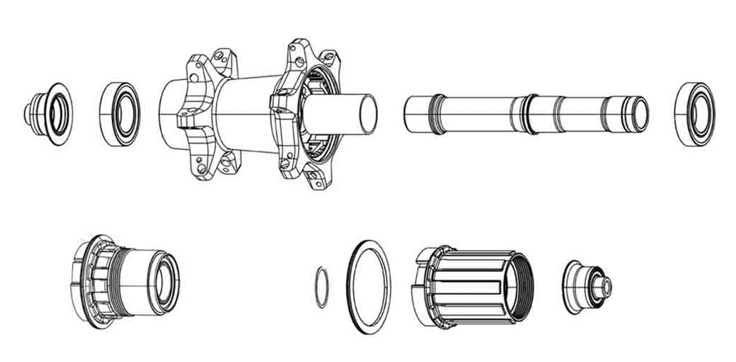 SRAM Kit Complete Axle Assembly MTH-746 Boost Compatible Cass Rr