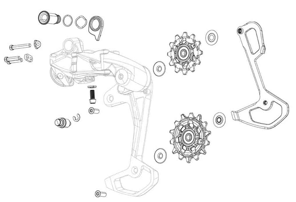 SRAM Rear Der Inner Cage XX1 Eagle AXS Lunar Incl Screws