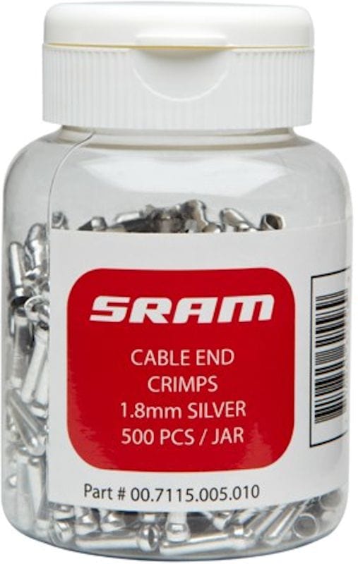 SRAM PitStop Brake Cable End Crimps 1.8mm Silver 500pc
